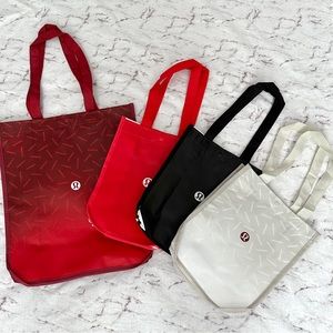 Lululemon Reusable Bag Shopper Totes Red Ombré Black White Cream Large Small